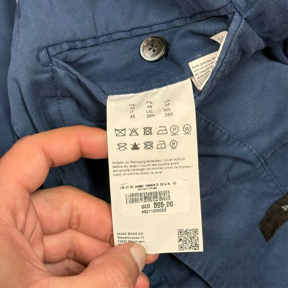 Hugo Boss Stretch Cotton Slim Fit Blazer Canvas Blue Hanry-D 38R - Picture 8 of 10